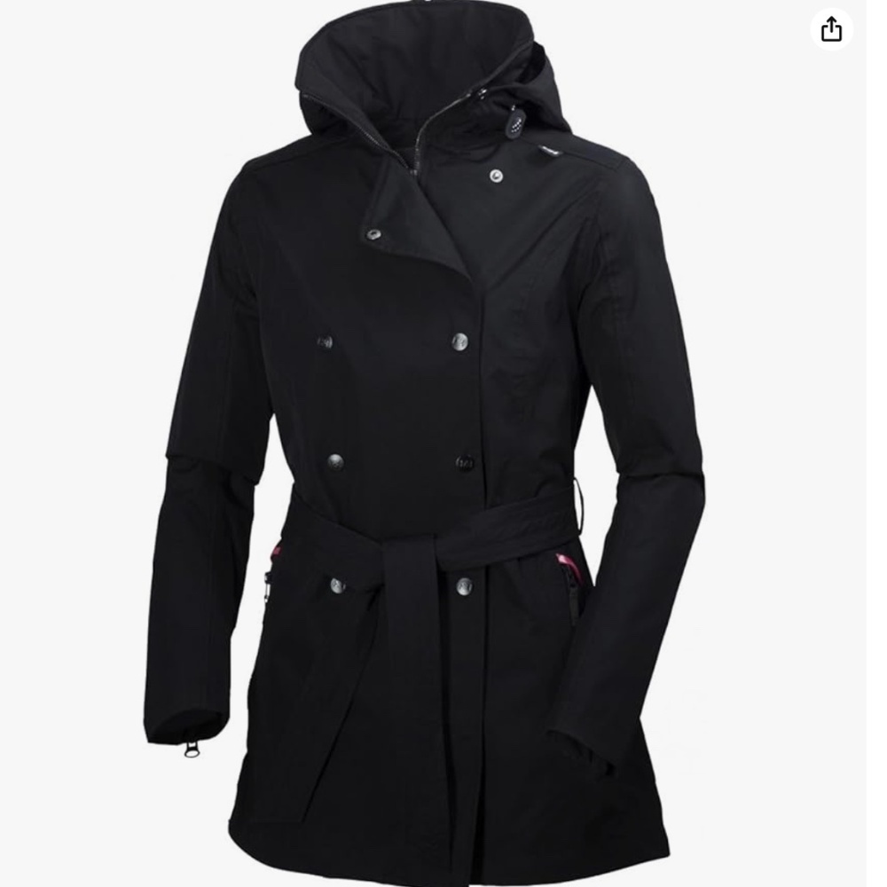 Helly Hansen Welsey Hooded Waterproof Trench Coat Black Size XS